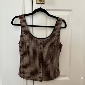Maeve Button Up Diamond Checkerboard Tank